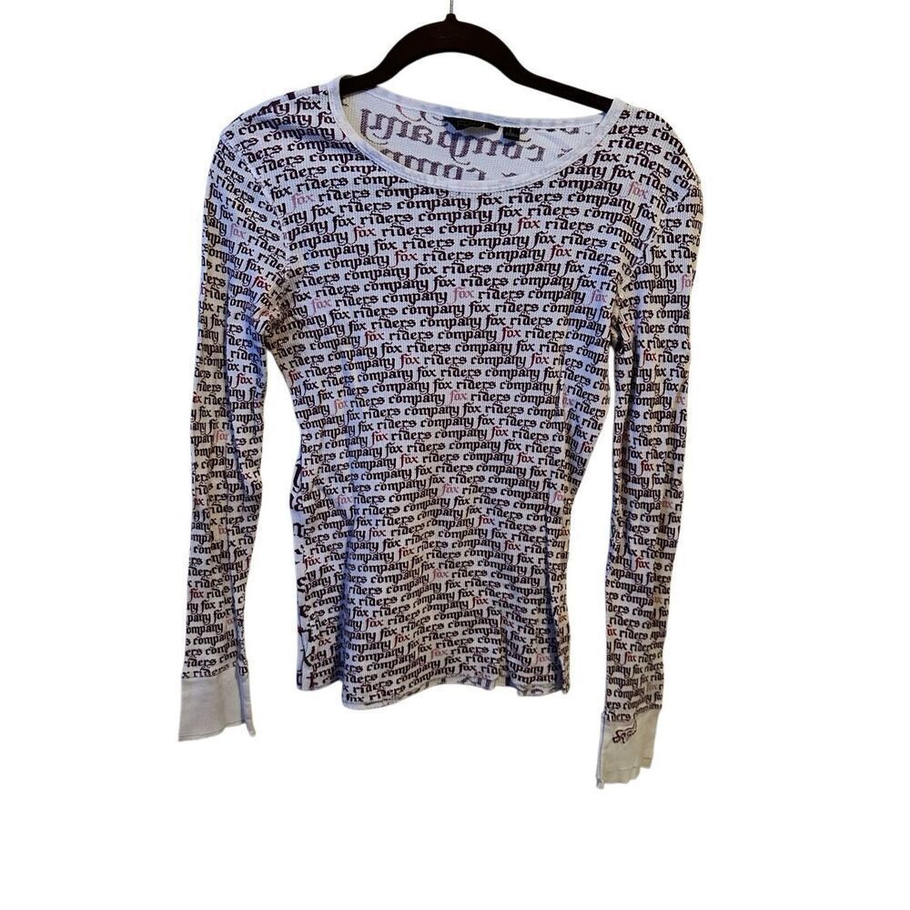 VTG Fox Racing Gothic Script Thermal Top - Y2K Cybercore Moto - Large